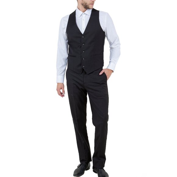 Solid Black 3 Piece Tazzio Men's Suit - Picture 3 of 5